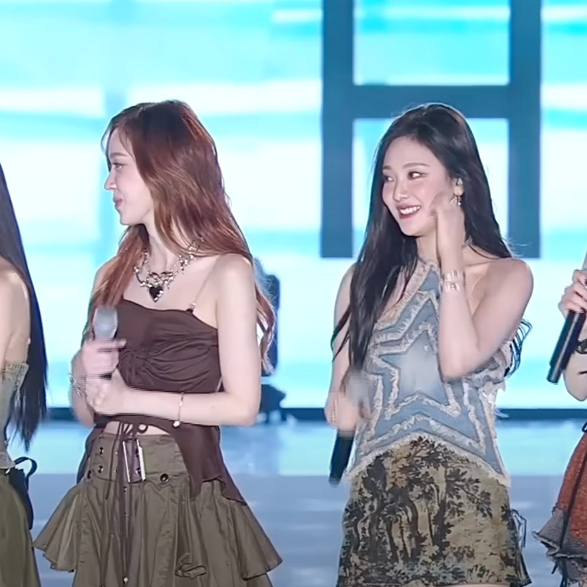 Aespa Ning Ning and Giselle wearing JIWON CHOI