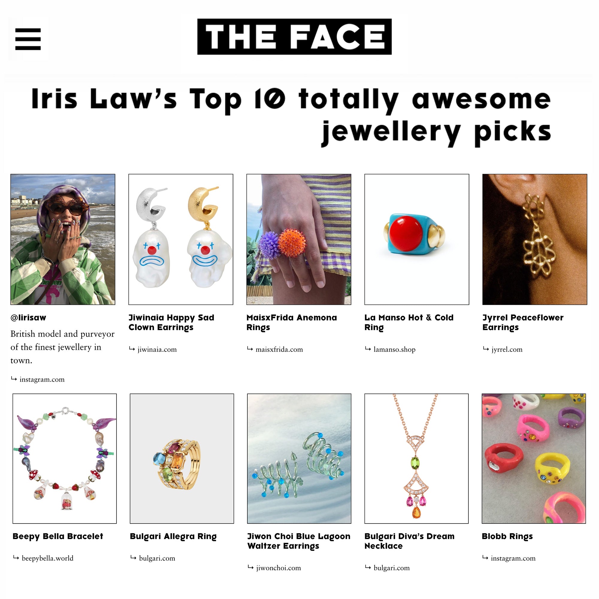 THE FACE: Iris Law wears JIWON CHOI