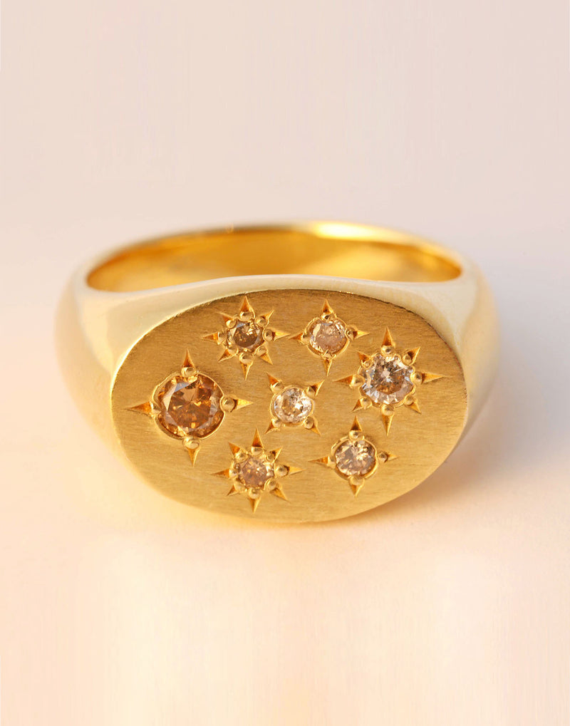 Champagne After Dark Signet Ring