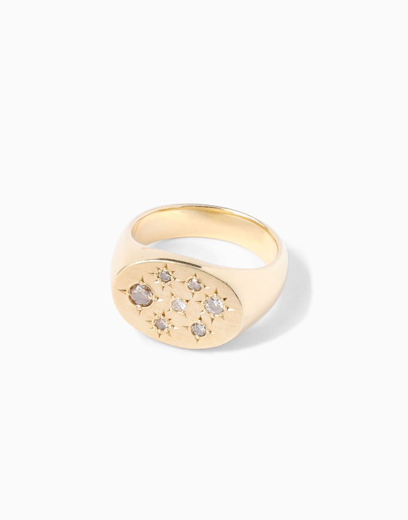 Champagne After Dark Signet Ring