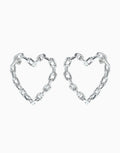 Chained Heart Earrings Silver
