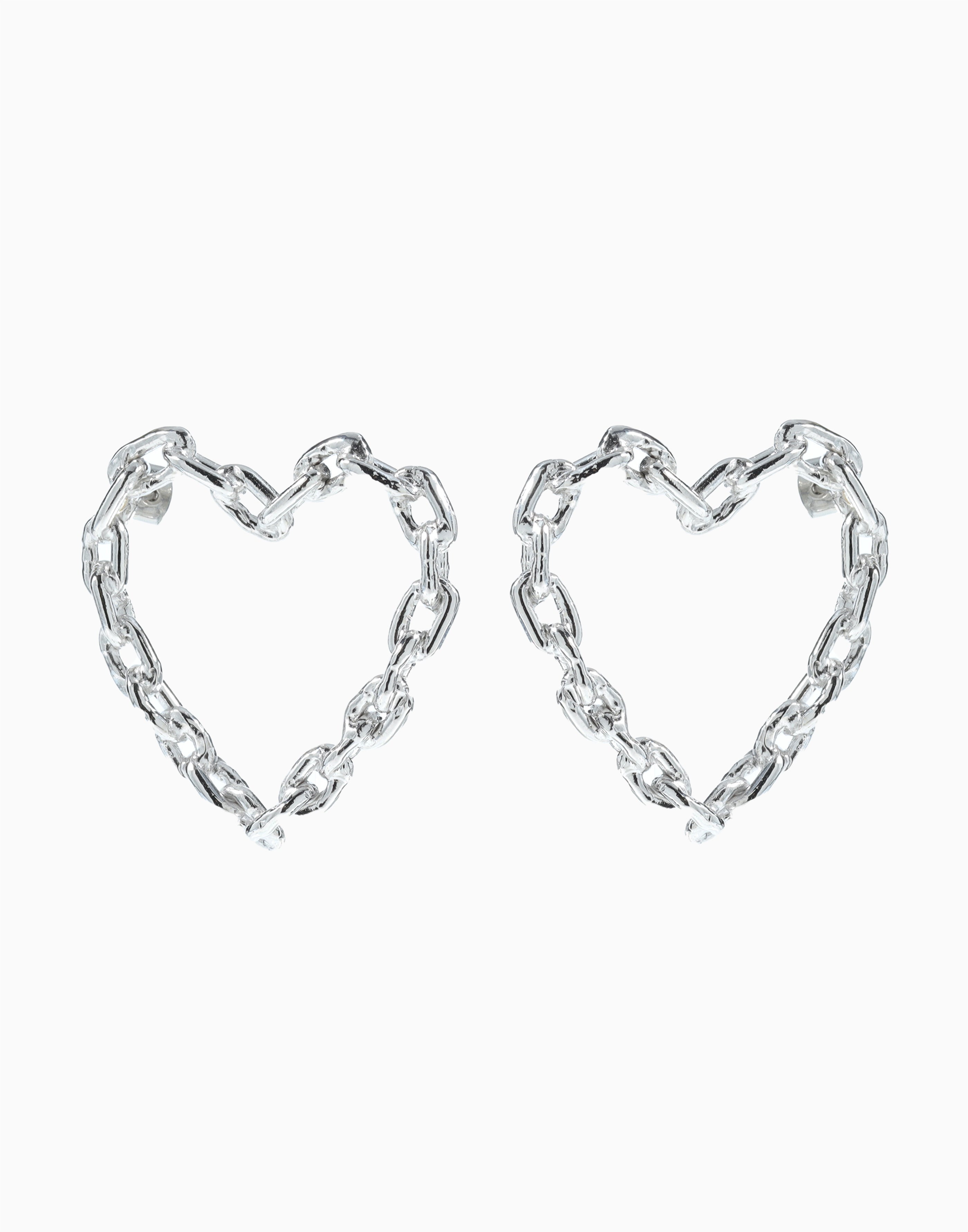 Chained Heart Earrings Silver