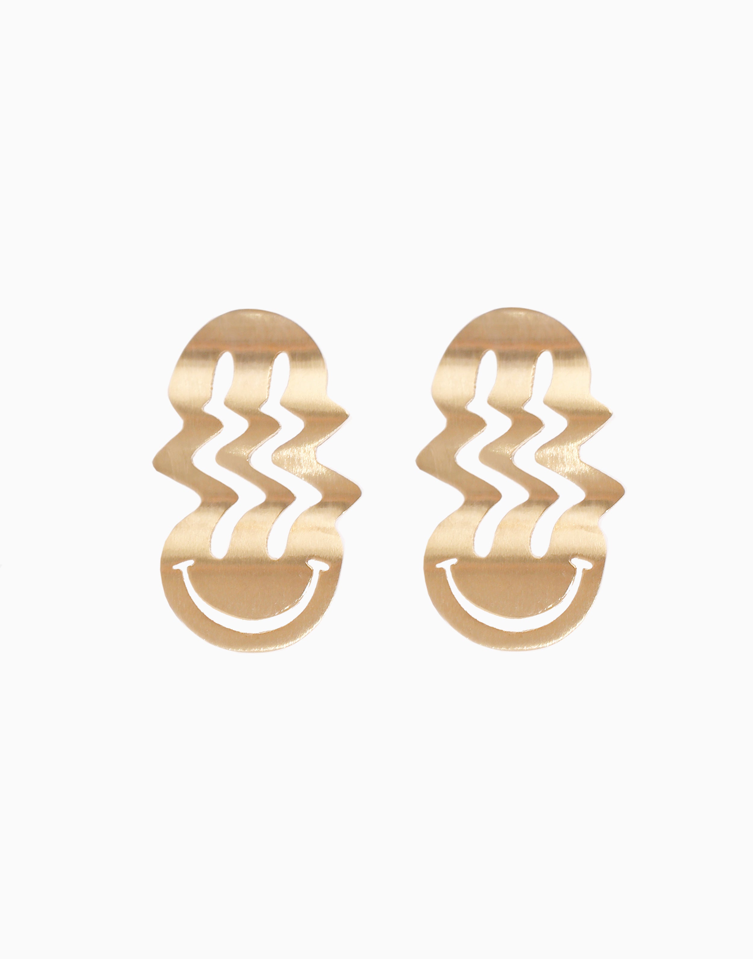 Cheese Melt Earrings Gold Vermeil