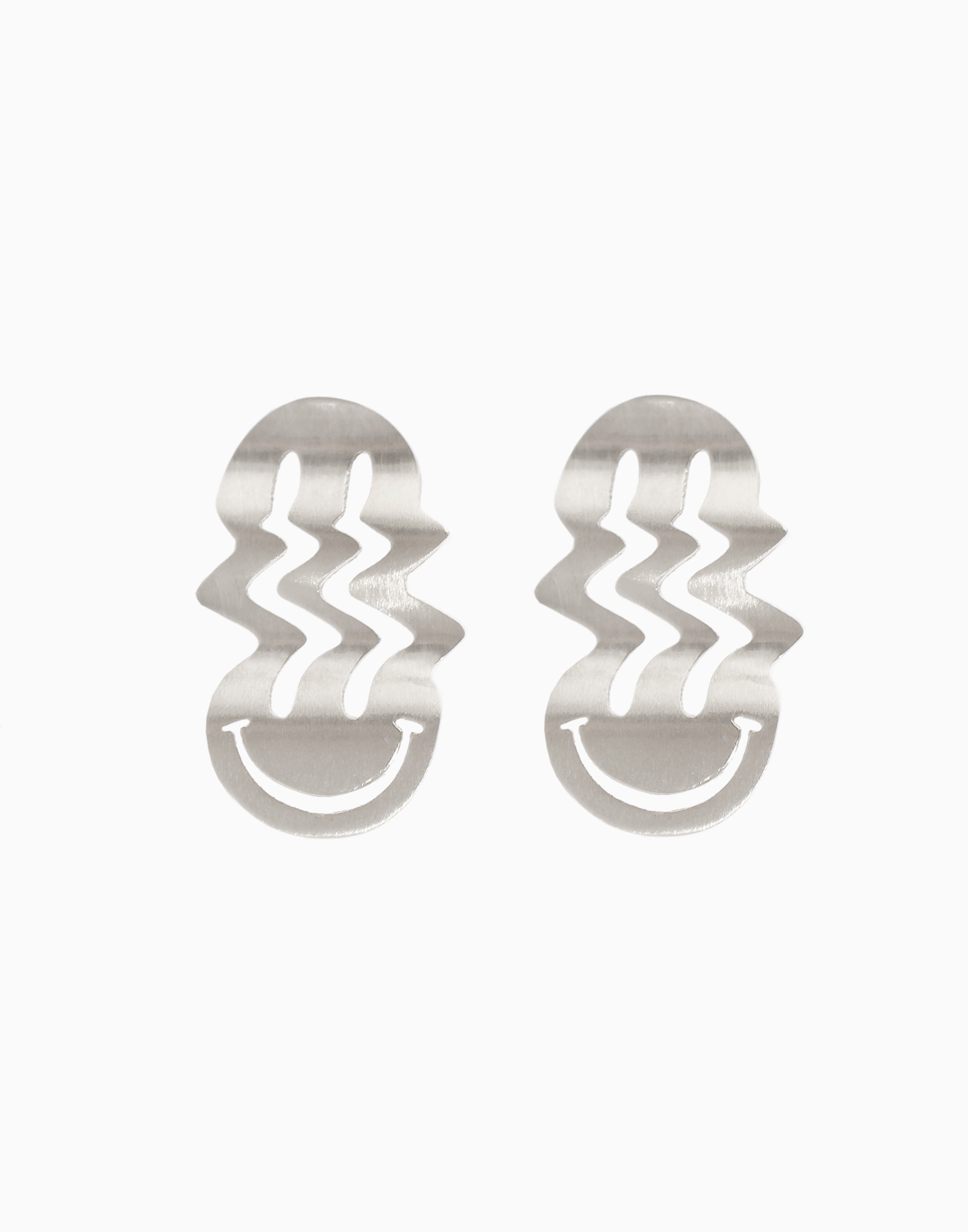 Cheese Melt Earrings Silver