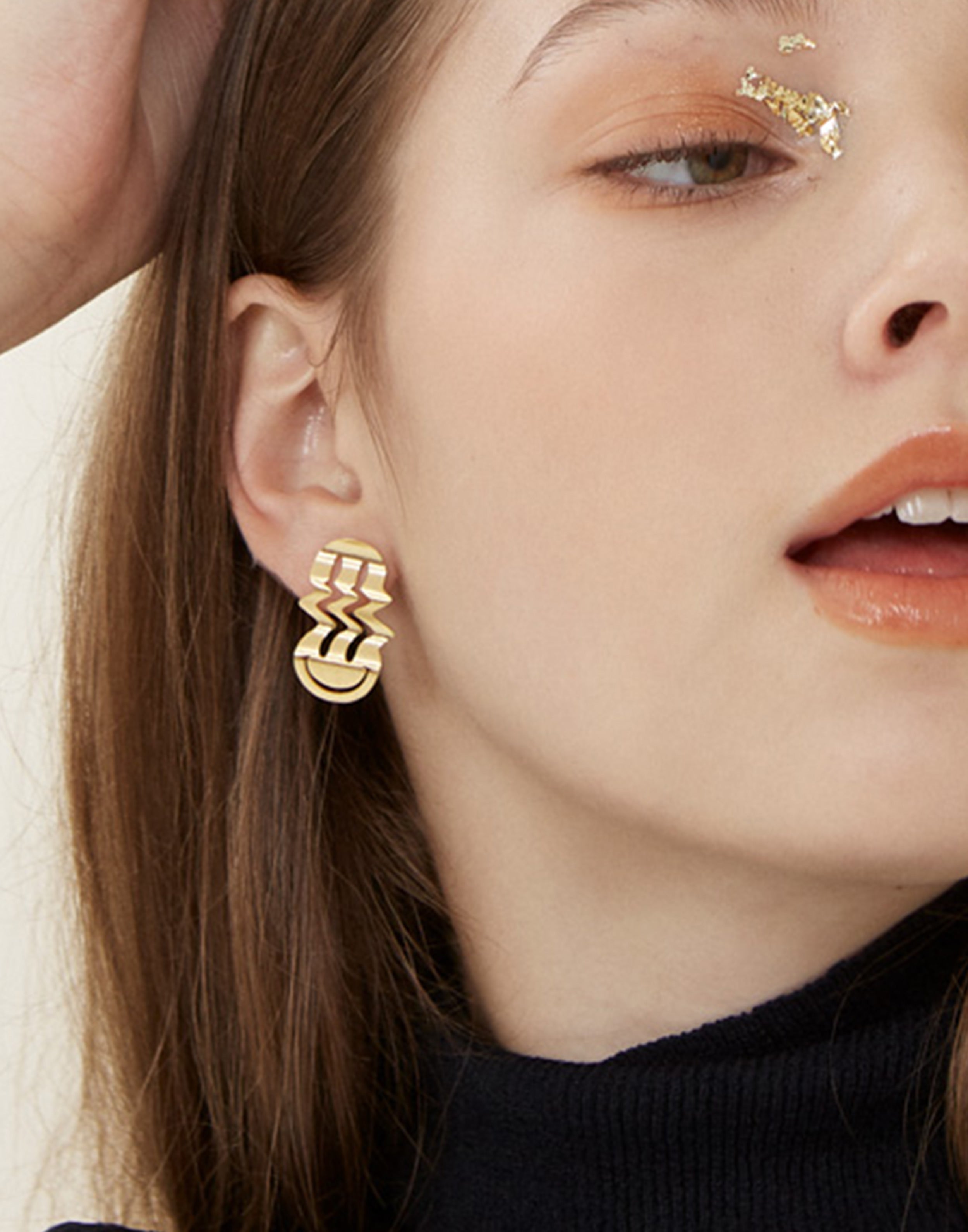 Cheese Melt Earrings Gold Vermeil