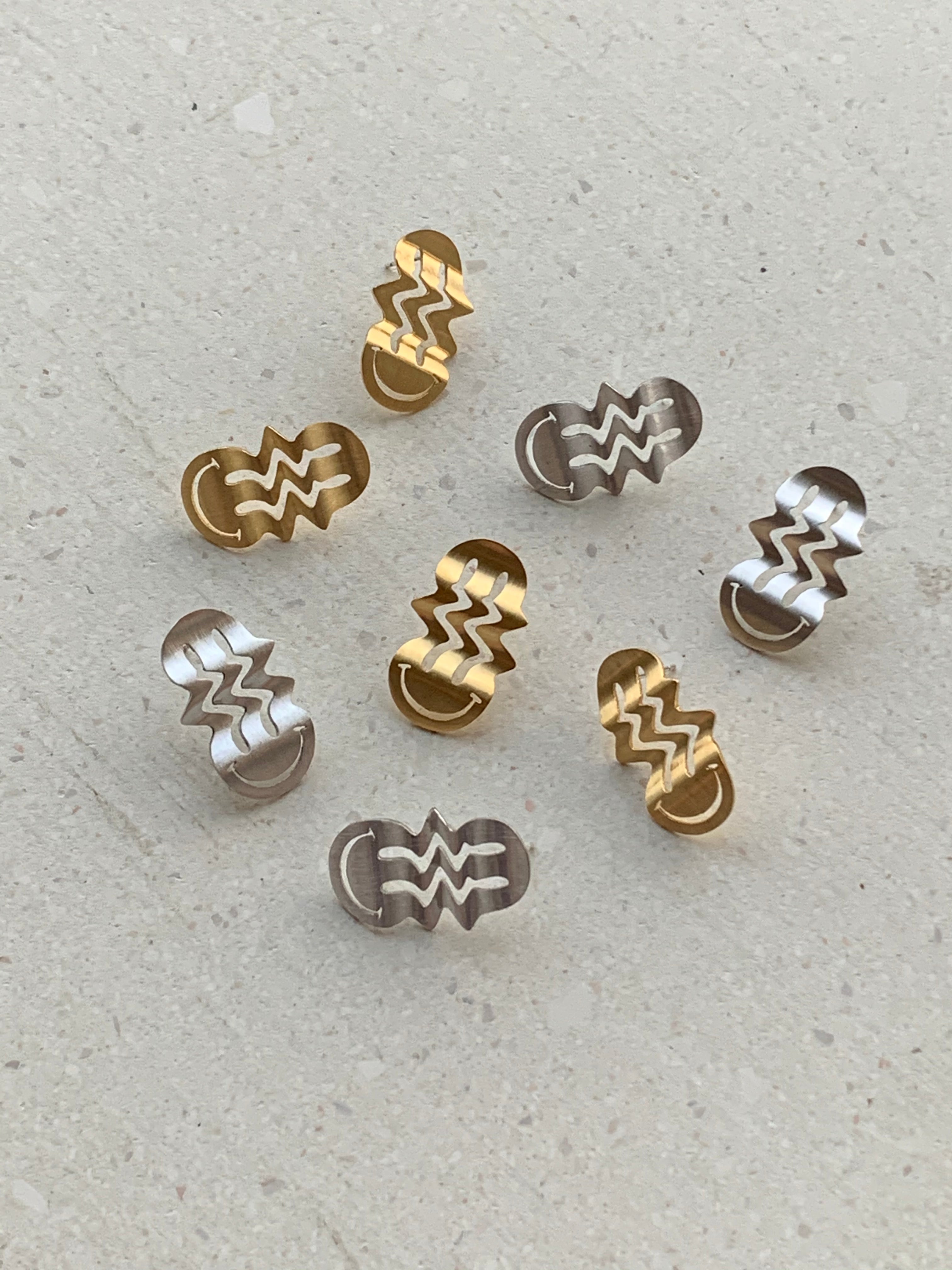 Cheese Melt Earrings Gold Vermeil