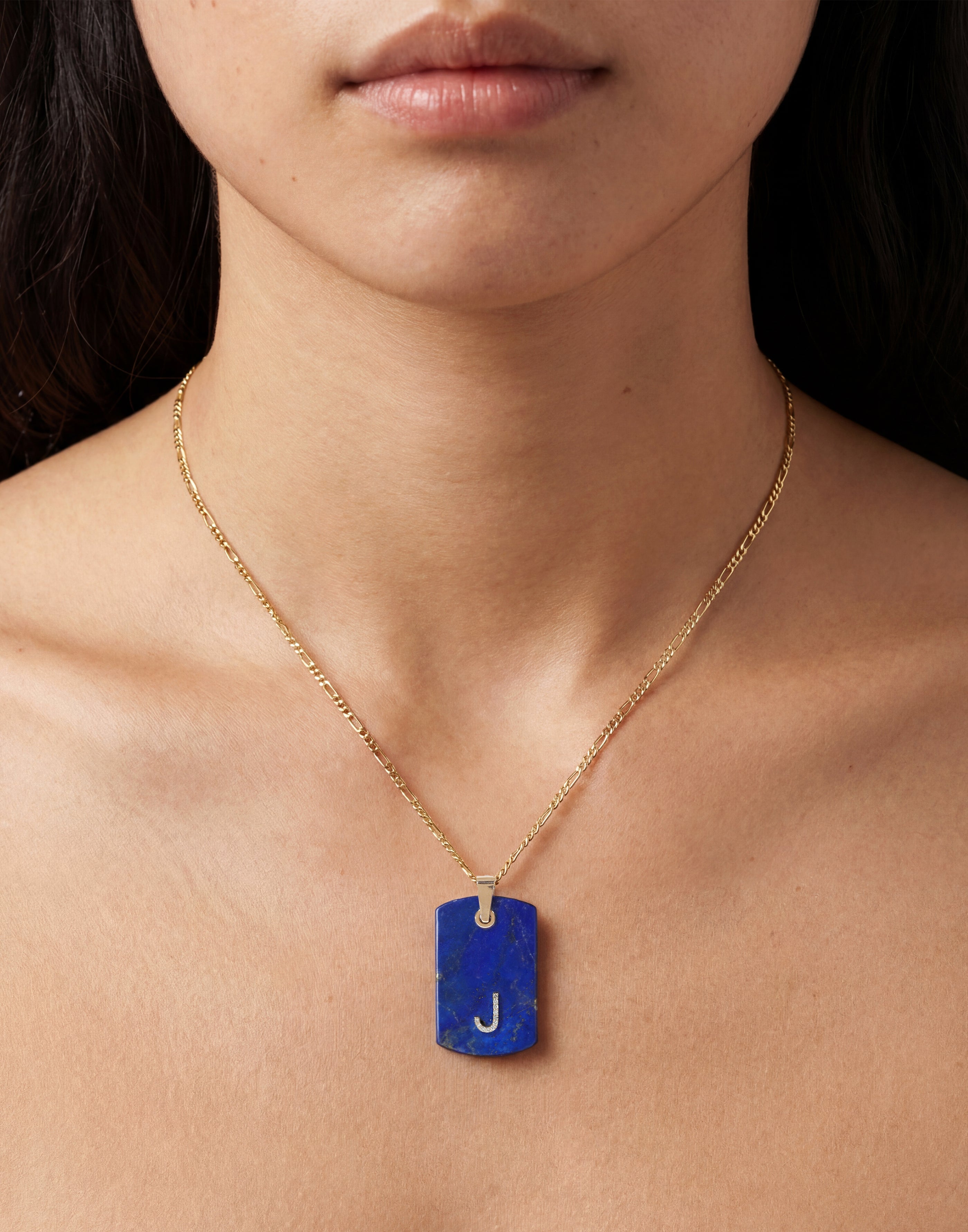 Lapis Lazuli Dog Tag Necklace