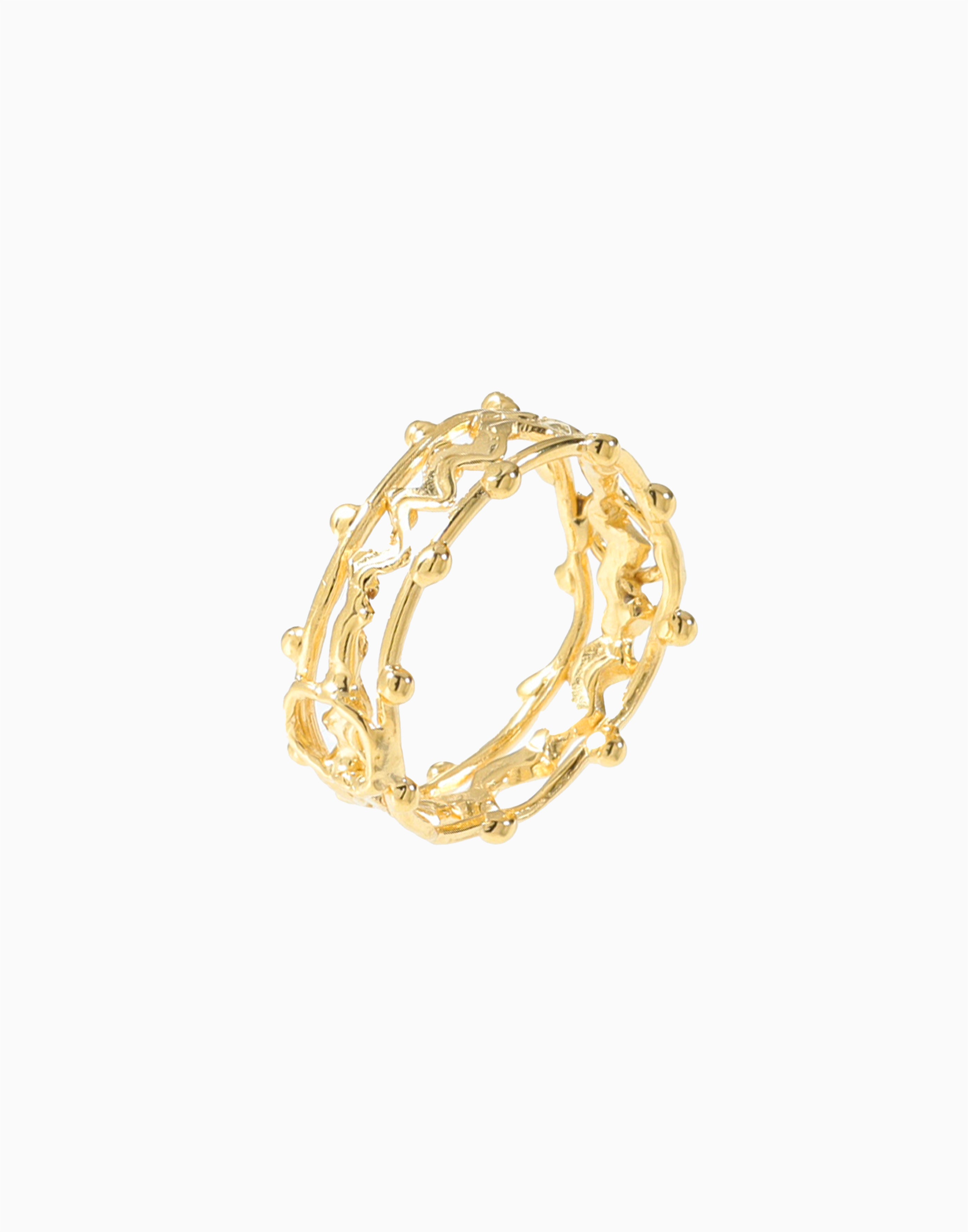 Scribble Double Band 14K Gold Ring