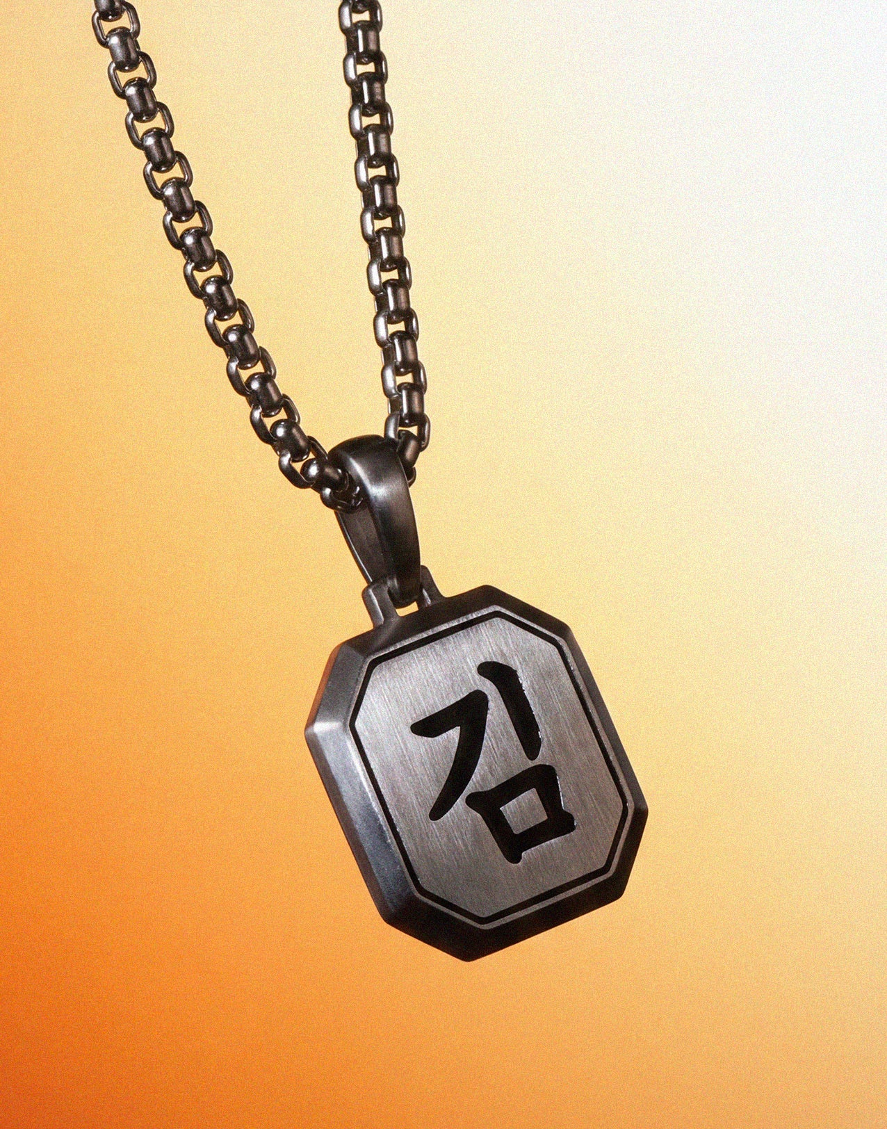 Custom Octagonal Engraved Pendant Korean Family Name Necklace