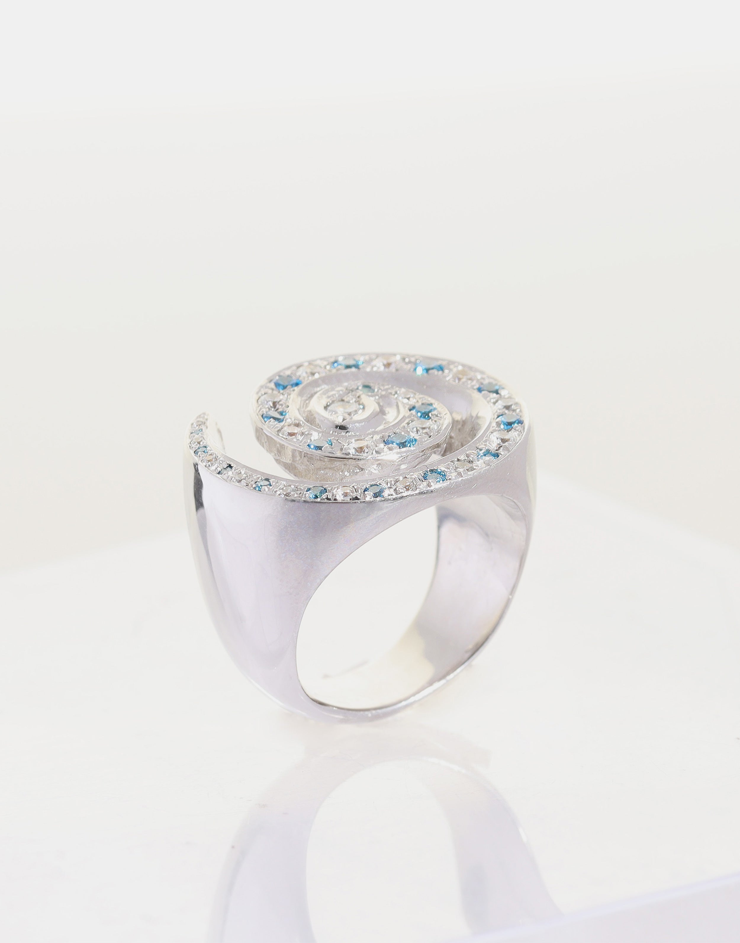 Crystal Vortex Ring Aqua Blue